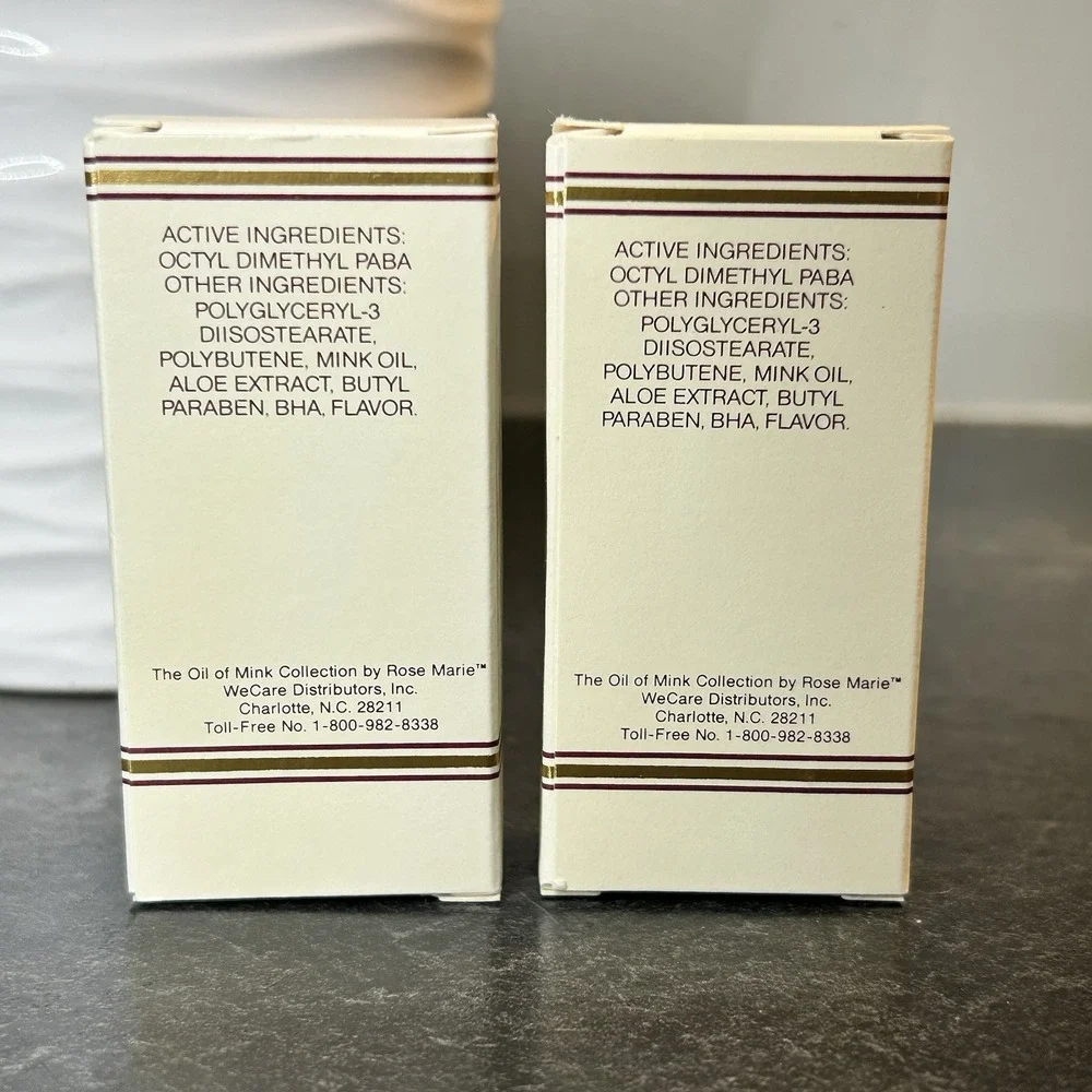 2- Vintage Rose‎ Marie Oil Of Mink Lip Care Full Size VHTF